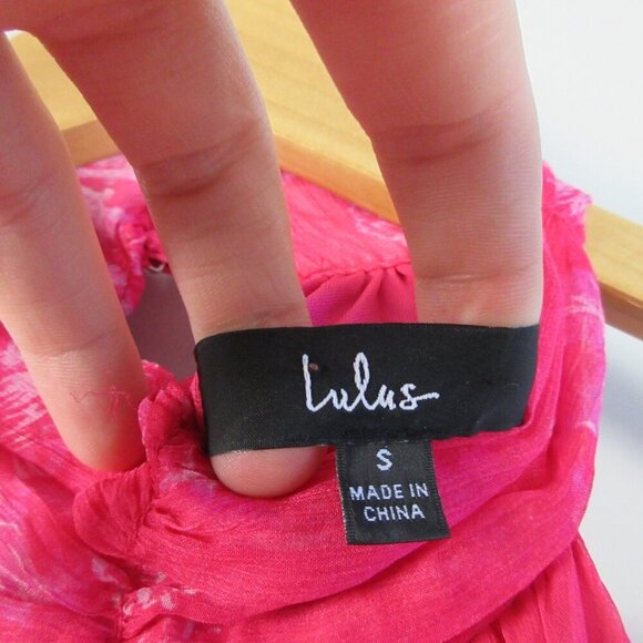 Lulus Halter Tiered Midi Dress S Hot Pink Floral Float to You Boho Cocktail 364 - Picture 3 of 14